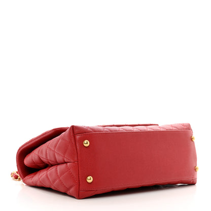 Chanel Caviar Quilted Small Coco Handle Flap Red 4 of 10