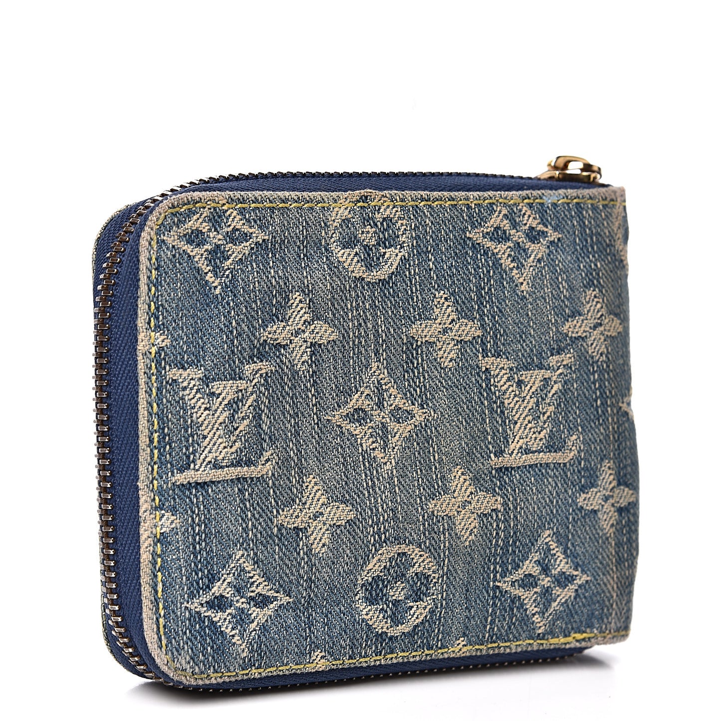 Denim Zip Compact Wallet Blue