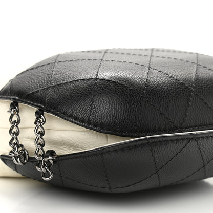 Chanel Aged Calfskin Quilted Small Gabrielle Bucket White Black 9 of 10