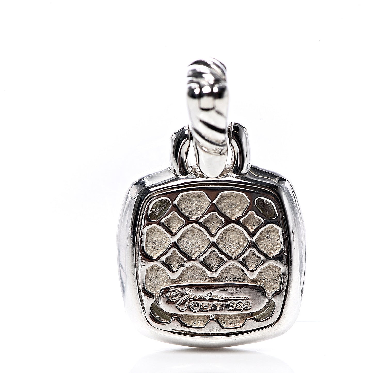 Sterling Silver Diamond Prasiolite 11mm Albion Enhancer Pendant