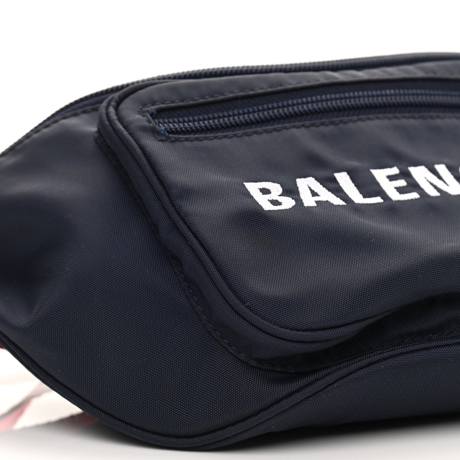 Balenciaga Sport Nylon Logo Embroidered Wheel Beltpack Navy Blue Red 9 of 10