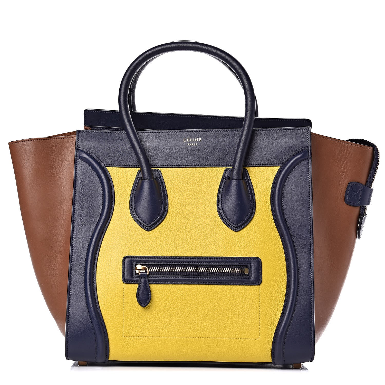 Celine Smooth Drummed Calfskin Mini Tri-Color Luggage Yellow 1 of 11