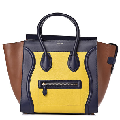 Celine Smooth Drummed Calfskin Mini Tri-Color Luggage Yellow 1 of 11
