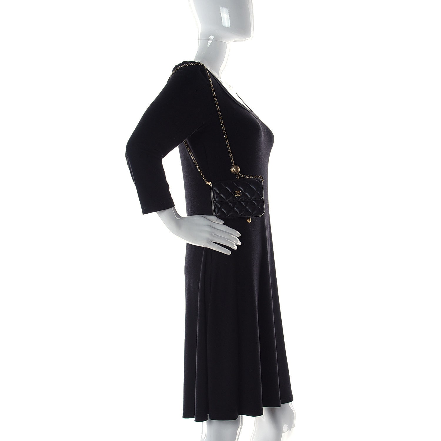 Chanel Lambskin Quilted Pearl Crush Clutch With Chain Black 2 of 12