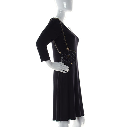 Chanel Lambskin Quilted Pearl Crush Clutch With Chain Black 2 of 12