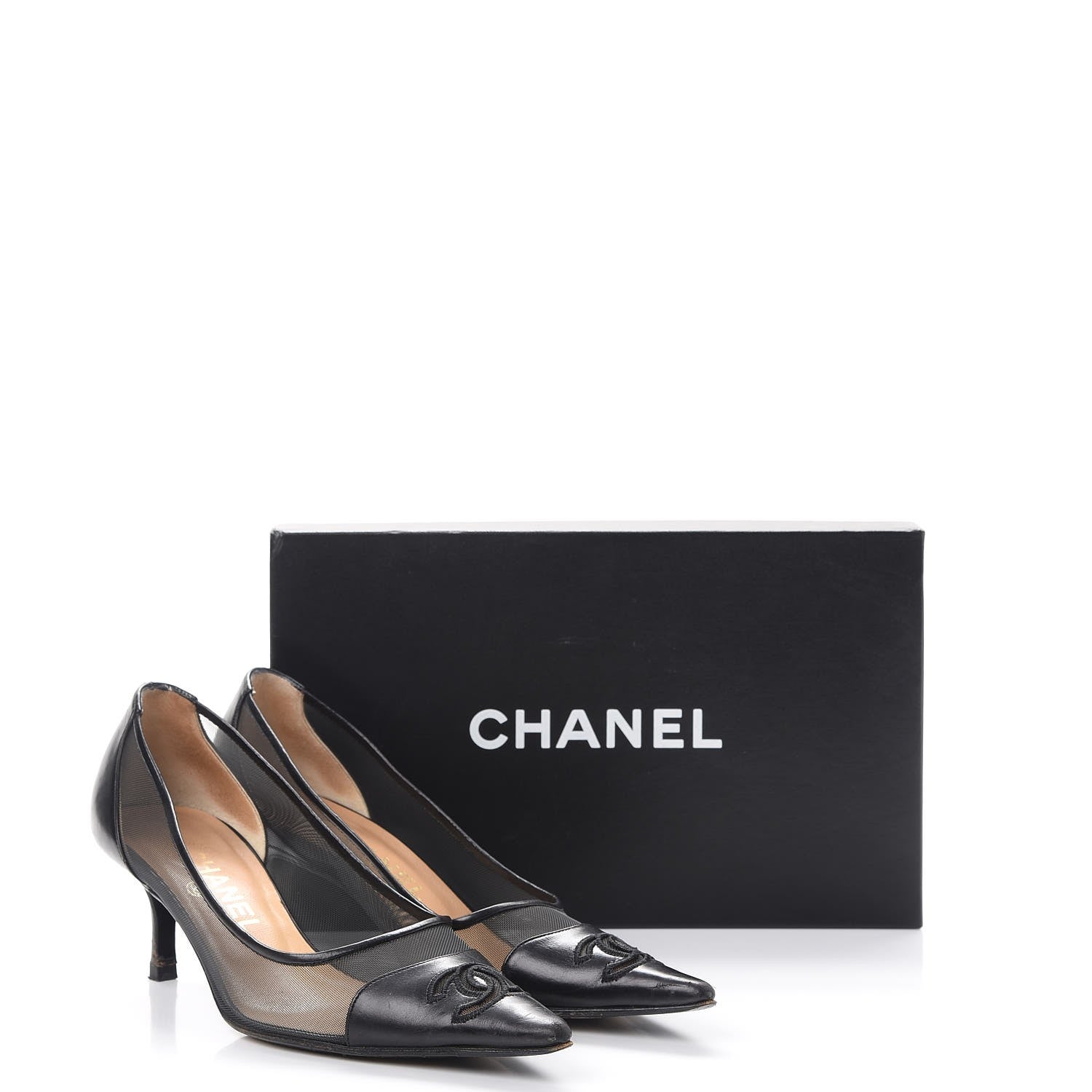 Chanel Lambskin Mesh CC Kitten Heels Pumps 38 Black 17 of 17