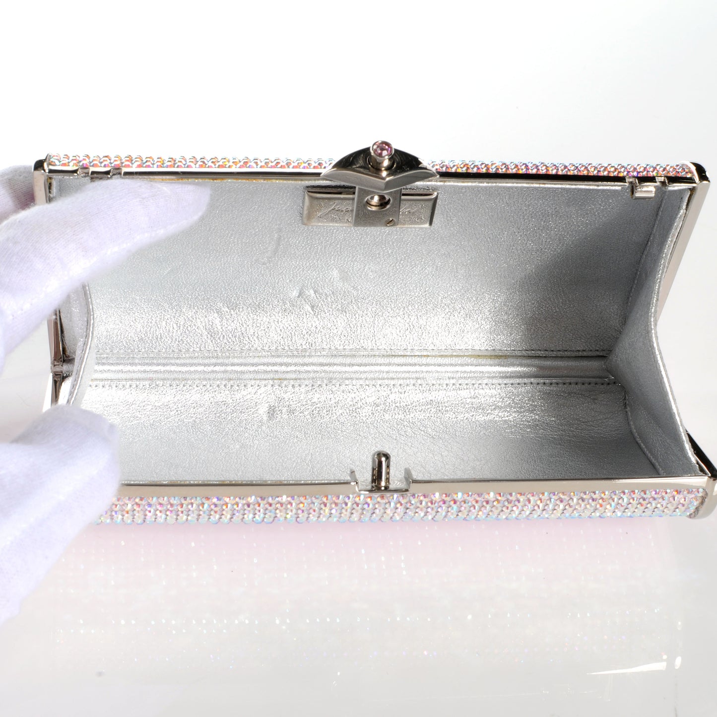Crystal Degrade Minaudiere Clutch Pink