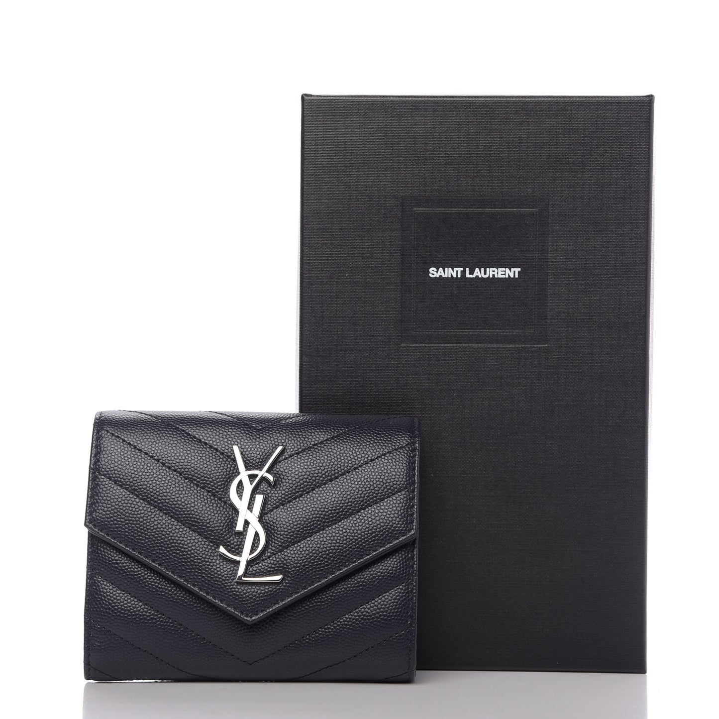 Grain De Poudre Matelasse Chevron Small Monogram Envelope Wallet Navy