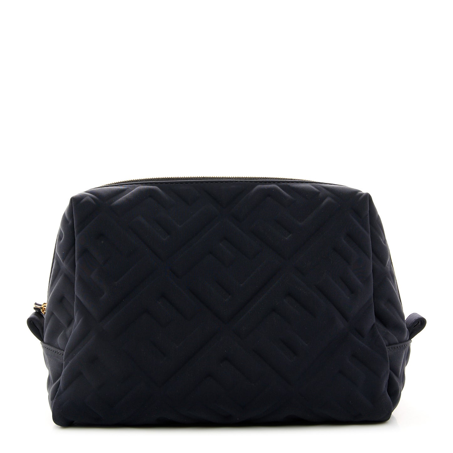 Lycra FF Embossed Medium Trapezoid Beauty Pouch Black