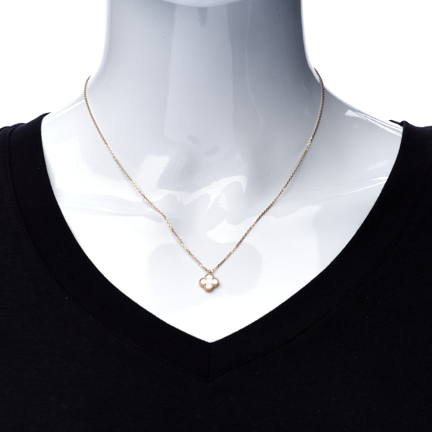 18K Yellow Gold Mother of Pearl Sweet Alhambra Pendant Necklace