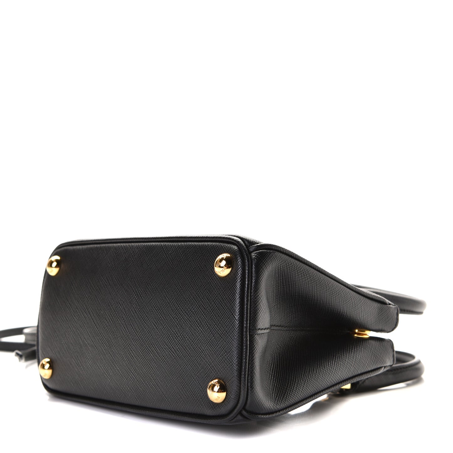 Saffiano Lux Micro Galleria Double Zip Tote Black