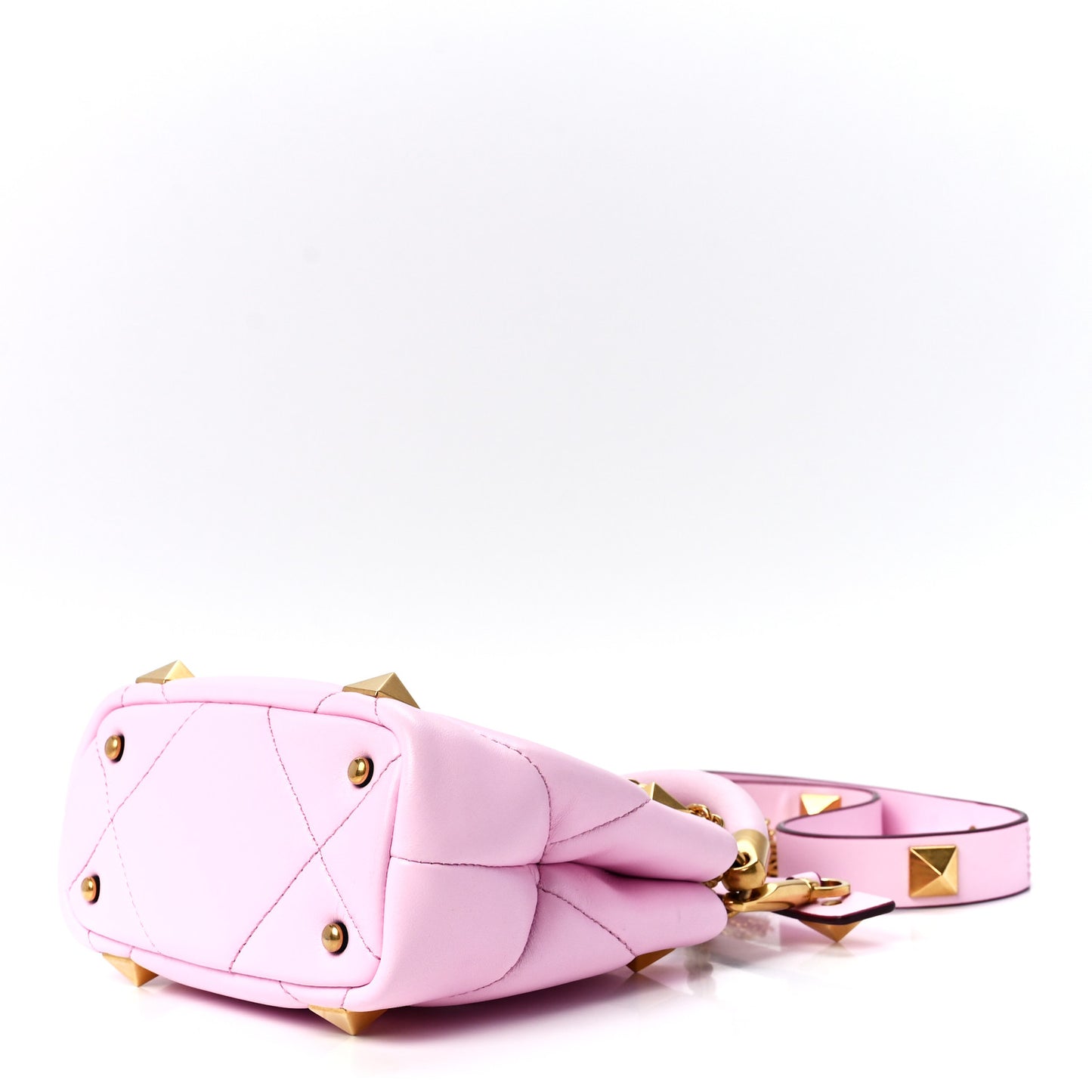 Nappa Mini Roman Stud The Handle Bag Pink Borealis