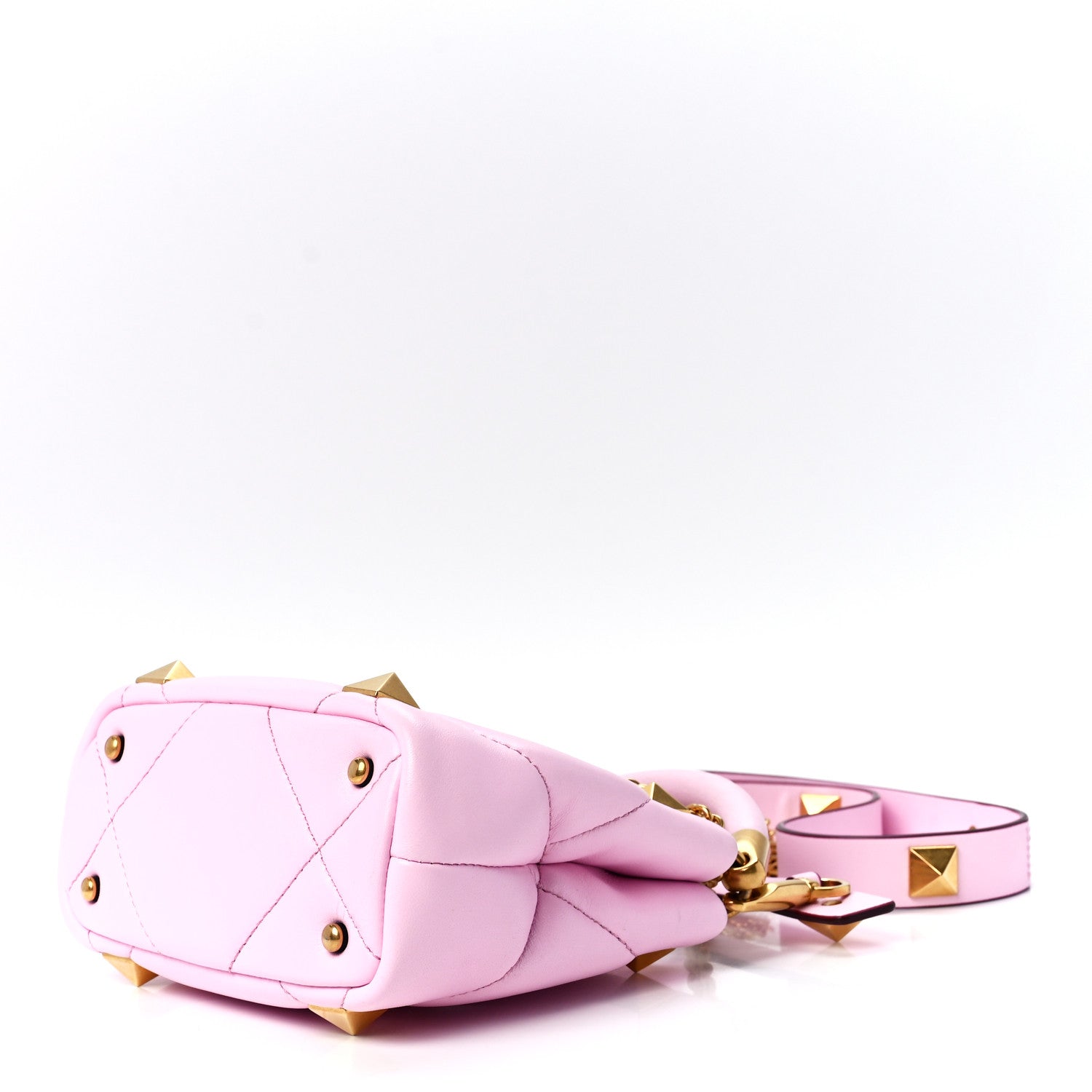 Valentino Garavani Nappa Mini Roman Stud The Handle Bag Pink Borealis 9 of 11