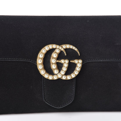 Gucci Suede Pearly GG Marmont Clutch Black 8 of 8