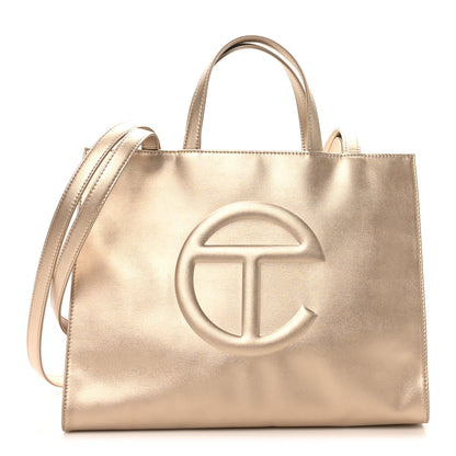 Telfar Metallic Vegan Leather Medium Shopping Bag Gold 1 of 9