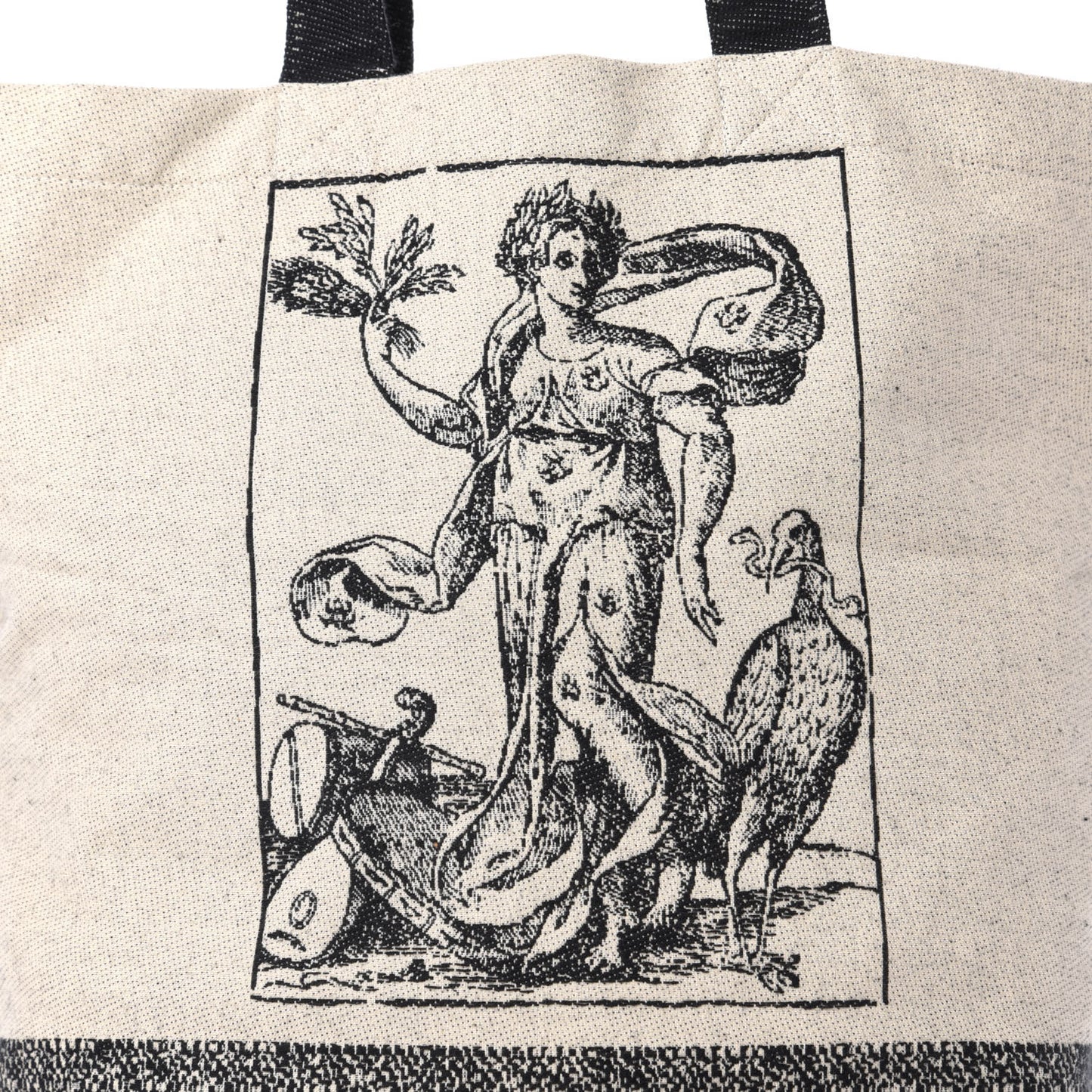 Canvas Print Cruise Tote Ivory Black