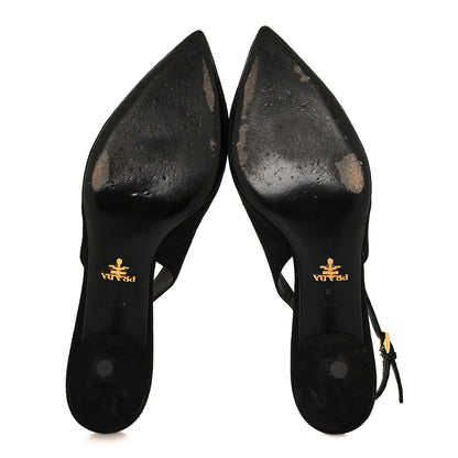 Prada Camoscio Slingback Pumps 40 Black Oro 5 of 10