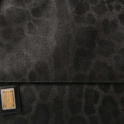 Dolce & Gabbana Dauphine Leopard Print Large Miss Sicily Satchel Black 6 of 8