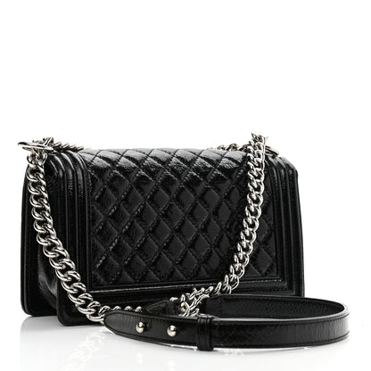 Chanel Distressed Patent Quilted Medium Boy Flap Black 3 of 10