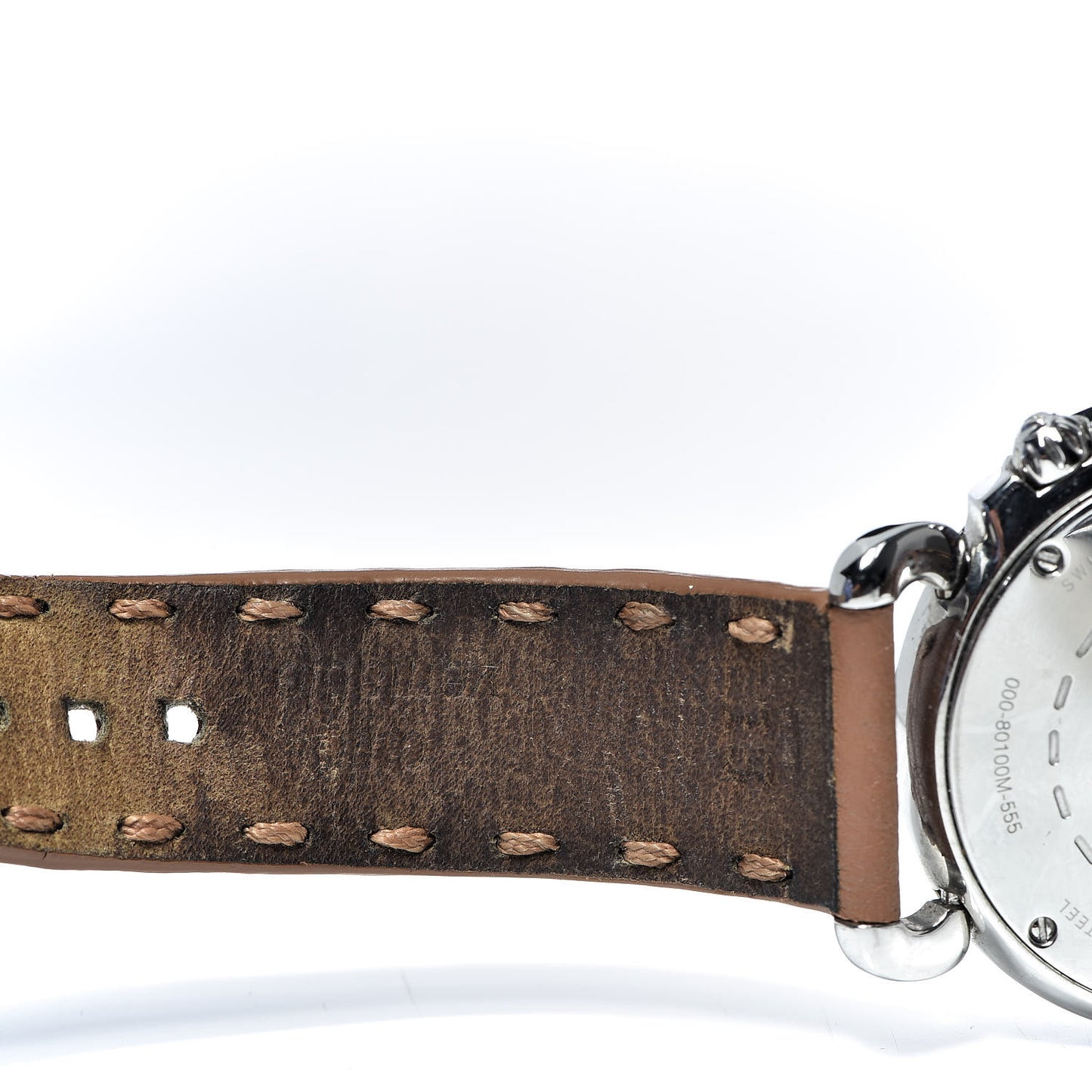 Stainless Steel Calfskin Diamond Mother of Pearl 37mm Selleria Quartz Watch Brown