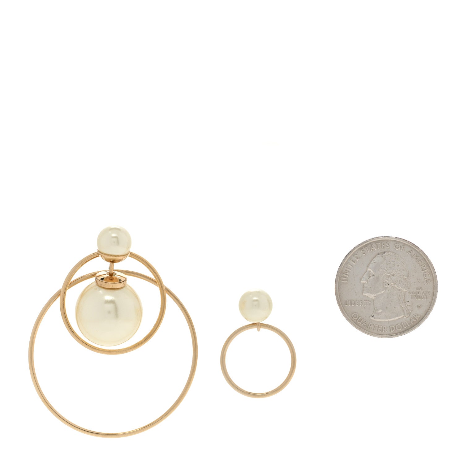 Christian Dior Pearl Mise En Dior Tribal Hoop Earrings Gold 2 of 4