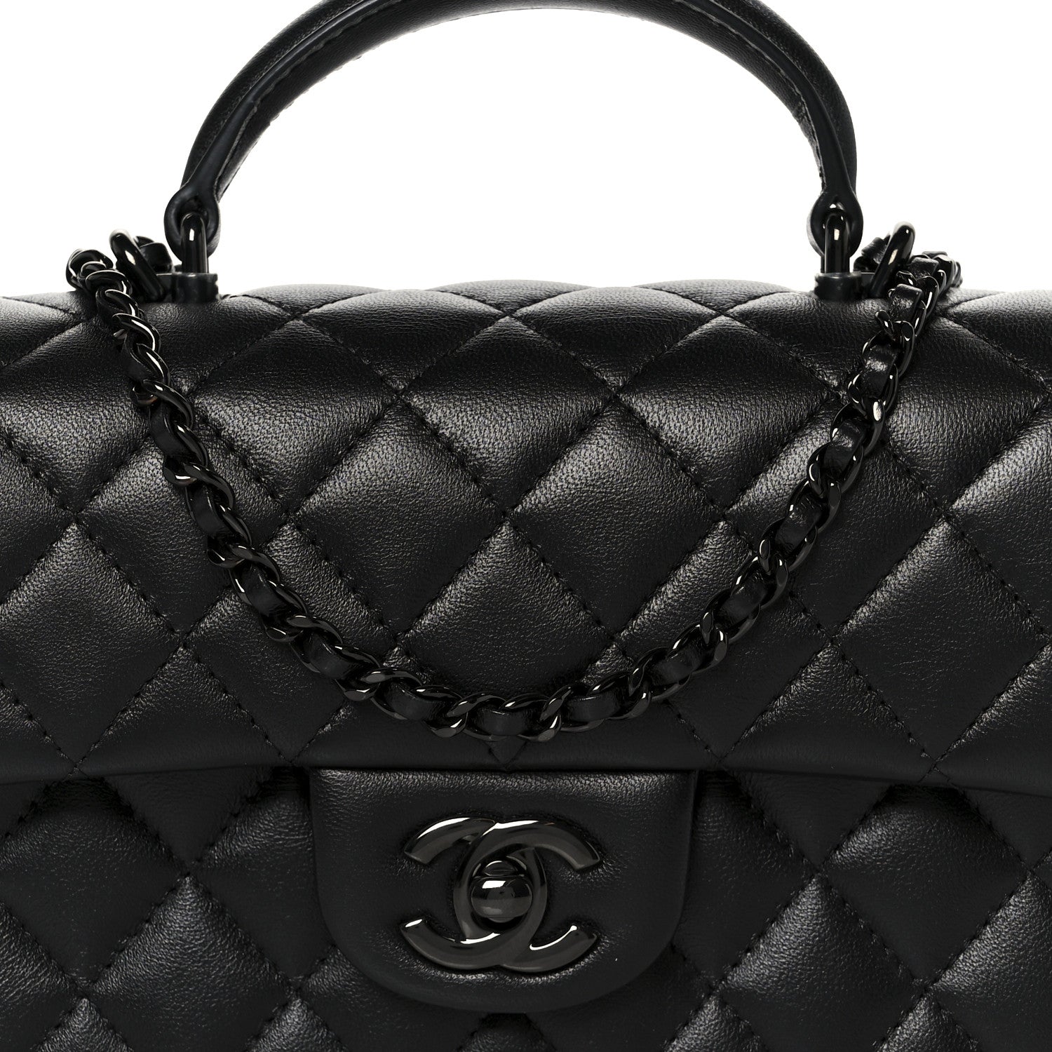 Chanel Lambskin Quilted Mini Top Handle Rectangular Flap So Black 9 of 12