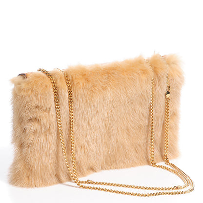 Gucci Mink Ostrich Tiger Head Leather Flap Bag Tan 3 of 9