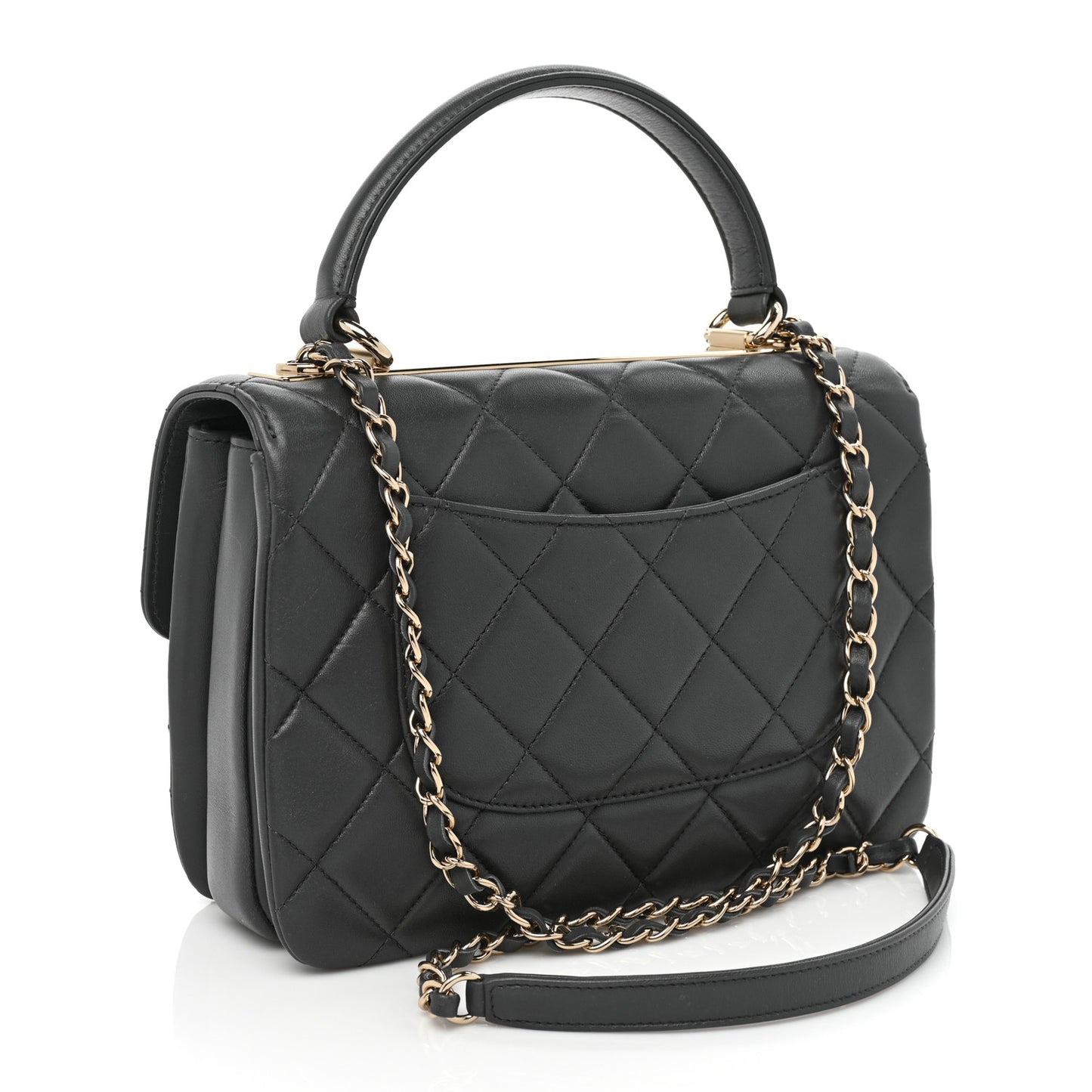 Lambskin Quilted Small Trendy CC Dual Handle Flap Bag Dark Grey