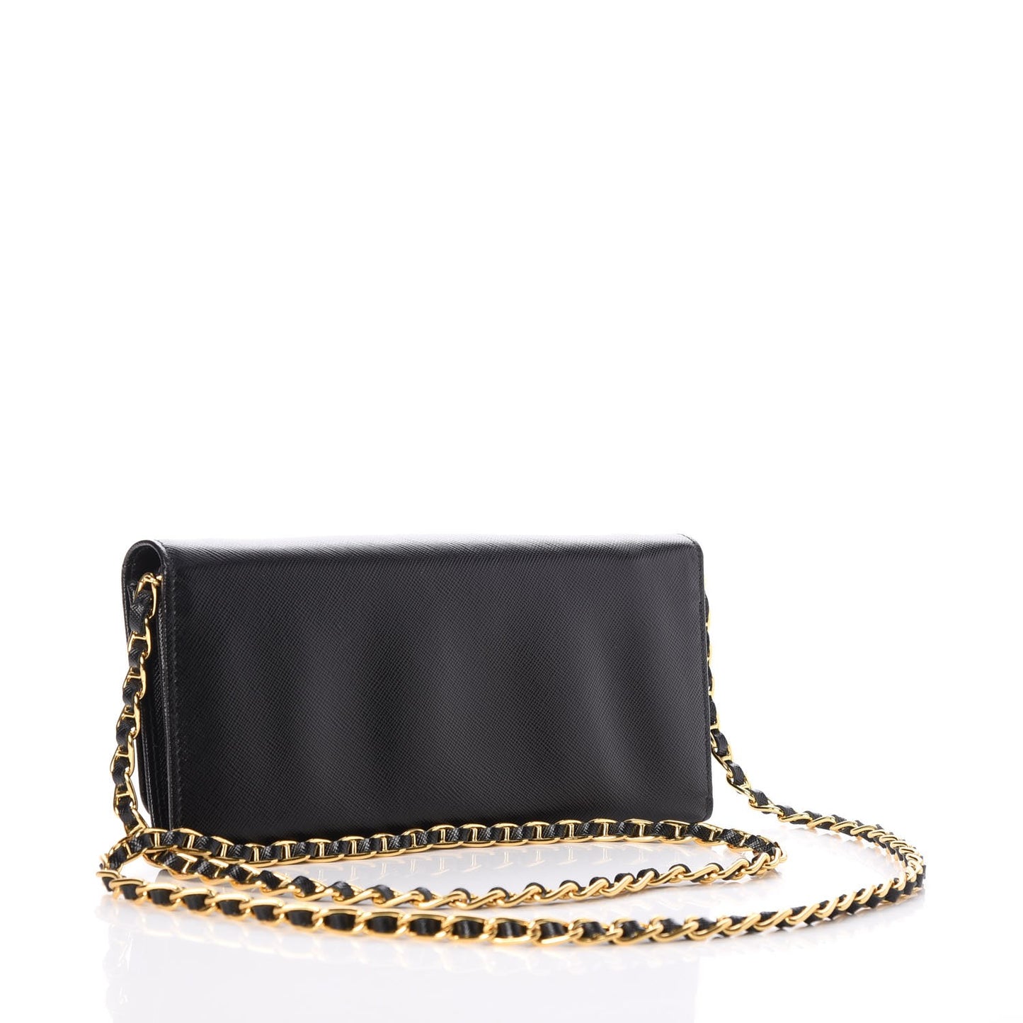 Saffiano Metal Oro Chain Wallet Nero Black