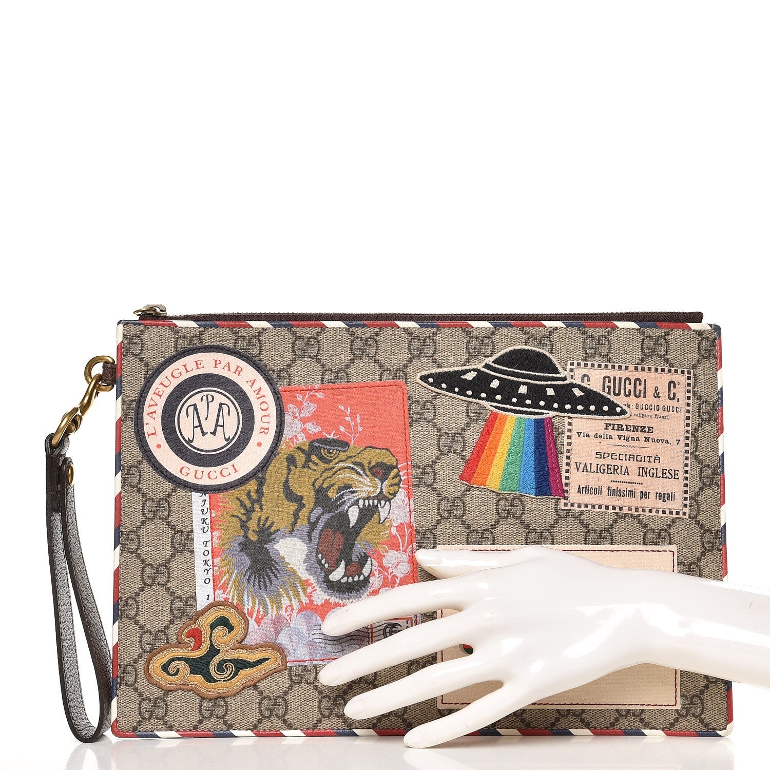 Gucci GG Supreme Monogram Courrier Documents Holder Beige New Acero 2 of 10