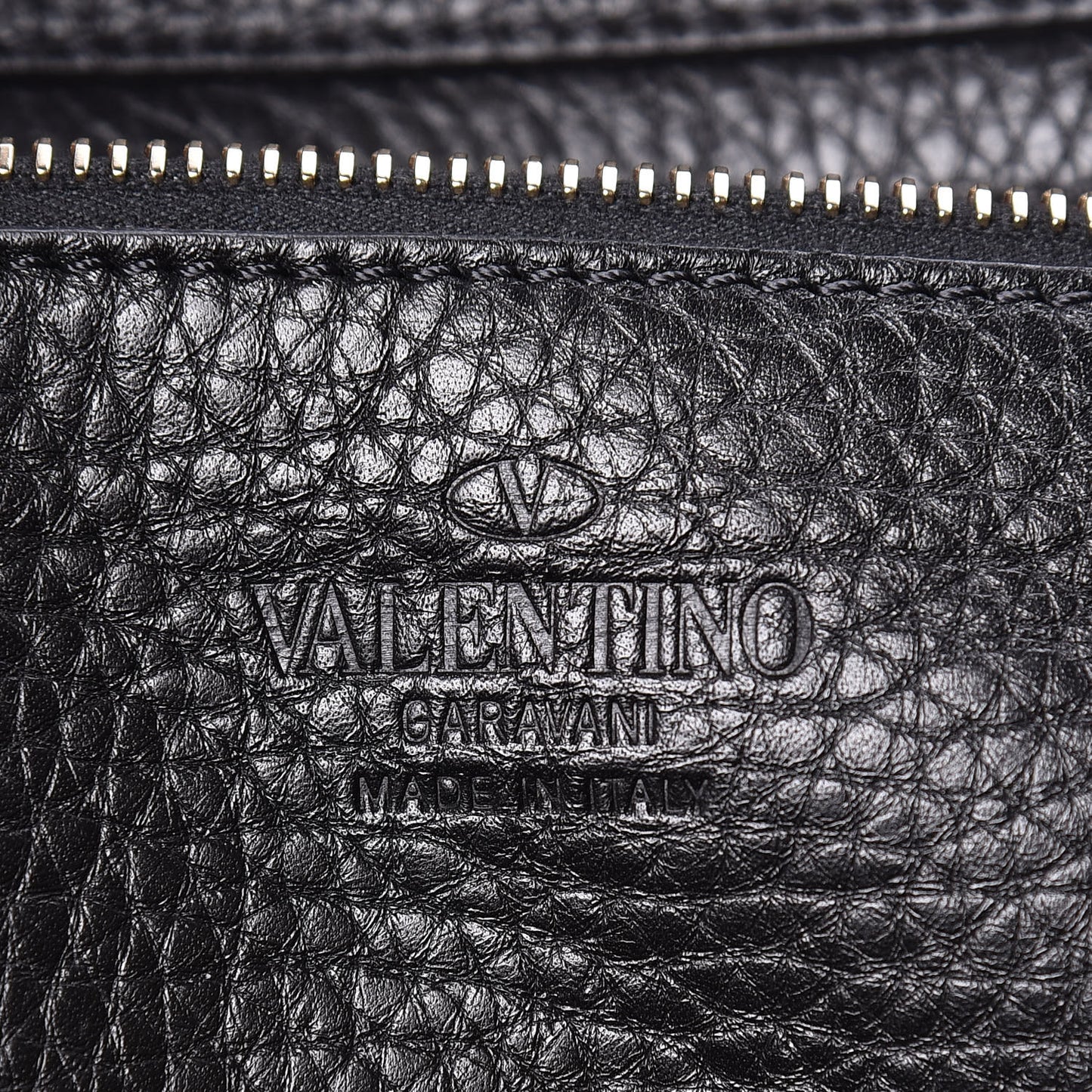 Grained Calfskin Embroidered Small Rockstud Rolling Tote Black