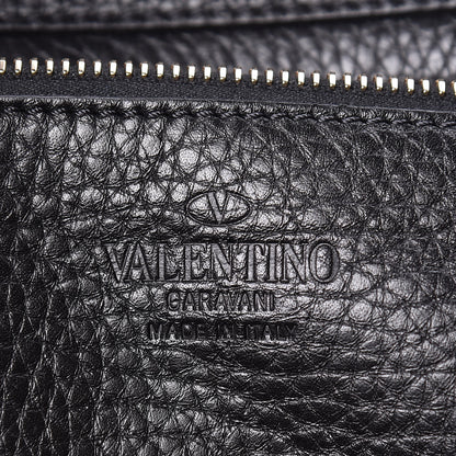 Valentino Garavani Grained Calfskin Embroidered Small Rockstud Rolling Tote Black 8 of 10