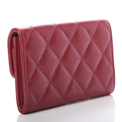 Chanel Caviar Quilted Flap Card Holder Wallet Red 3 of 9