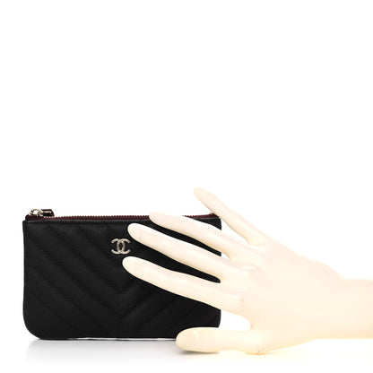 Chanel Caviar Chevron Quilted Small Cosmetic Case Black 2 of 8