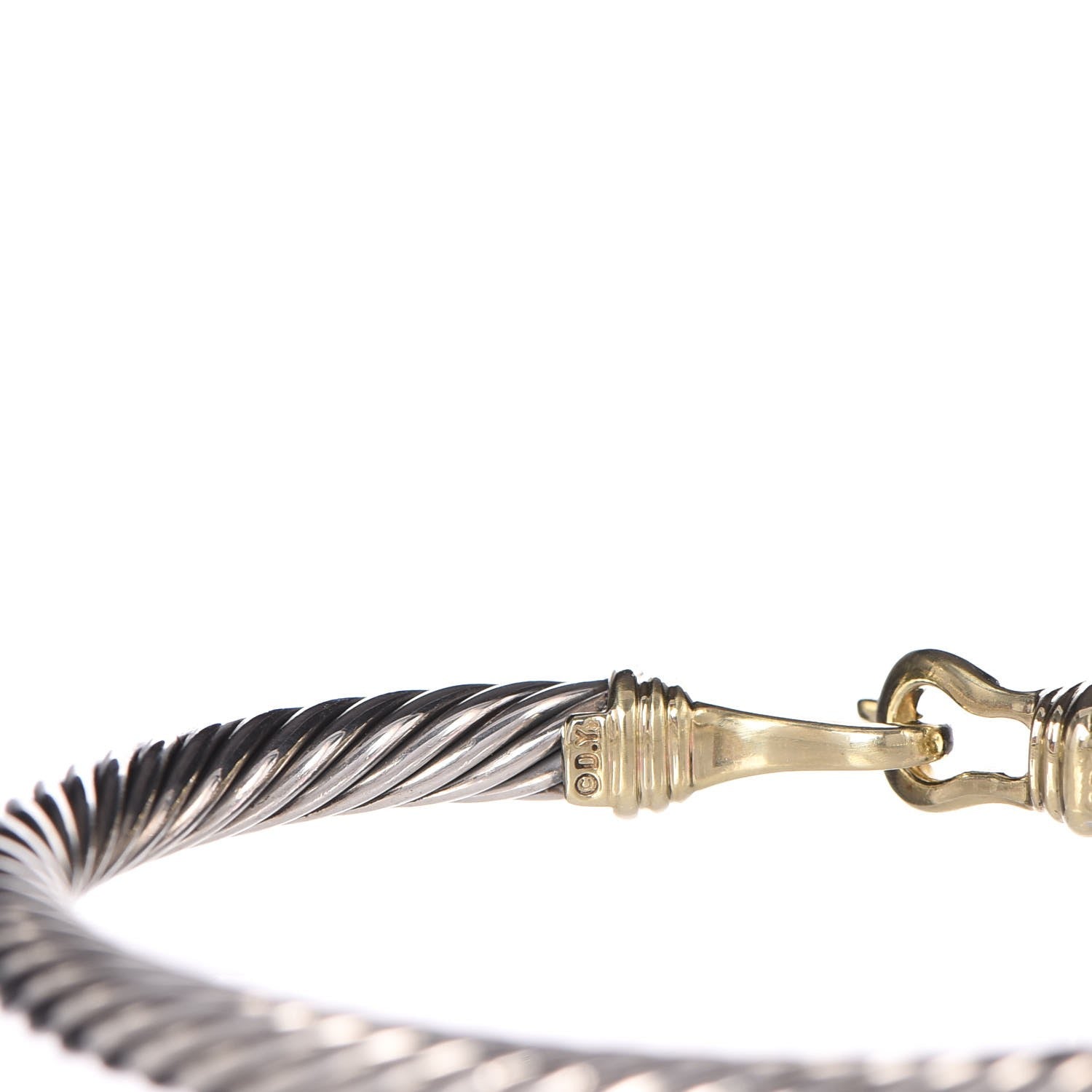 David Yurman Sterling Silver 14K Yellow Gold 5mm Cable Classic Buckle Bracelet 5 of 5