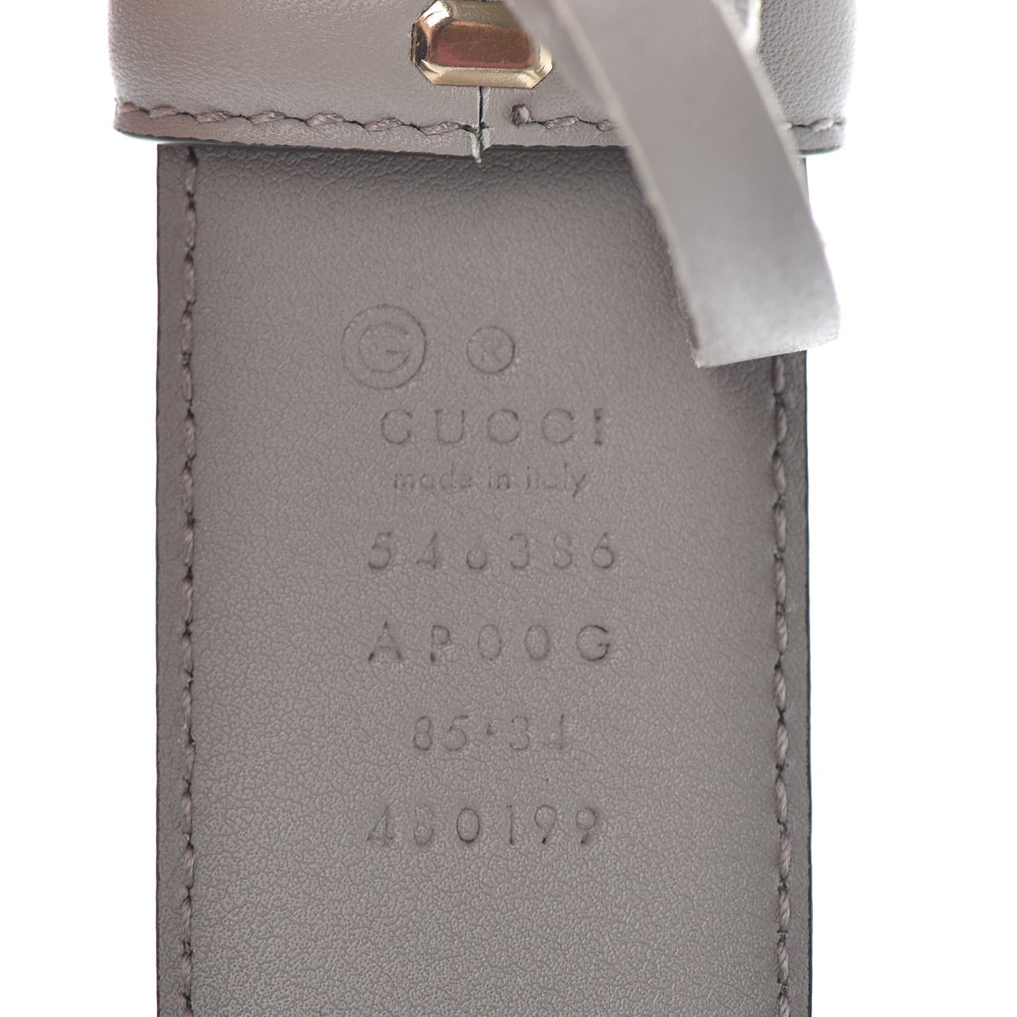 Moon Calfskin Interlocking G 37mm Belt 85 34 Storm Grey