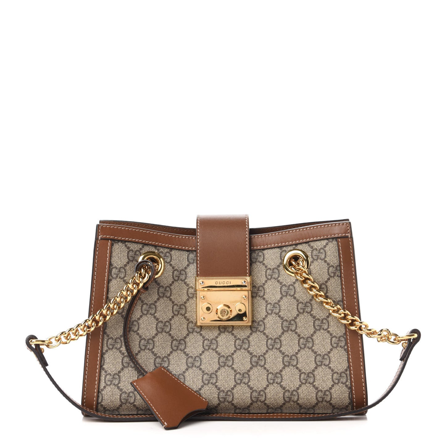 GG Supreme Monogram Calfskin Small Padlock Tote Beige Ebony Tuscany