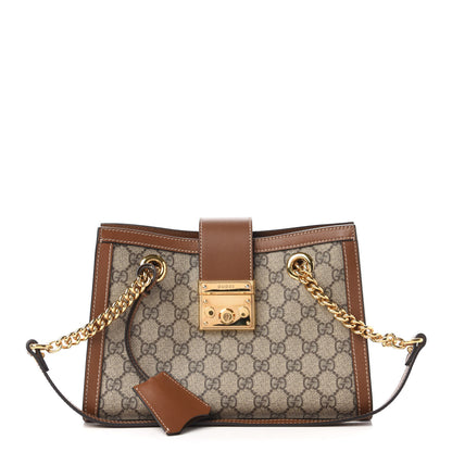 Gucci GG Supreme Monogram Calfskin Small Padlock Tote Beige Ebony Tuscany 1 of 10