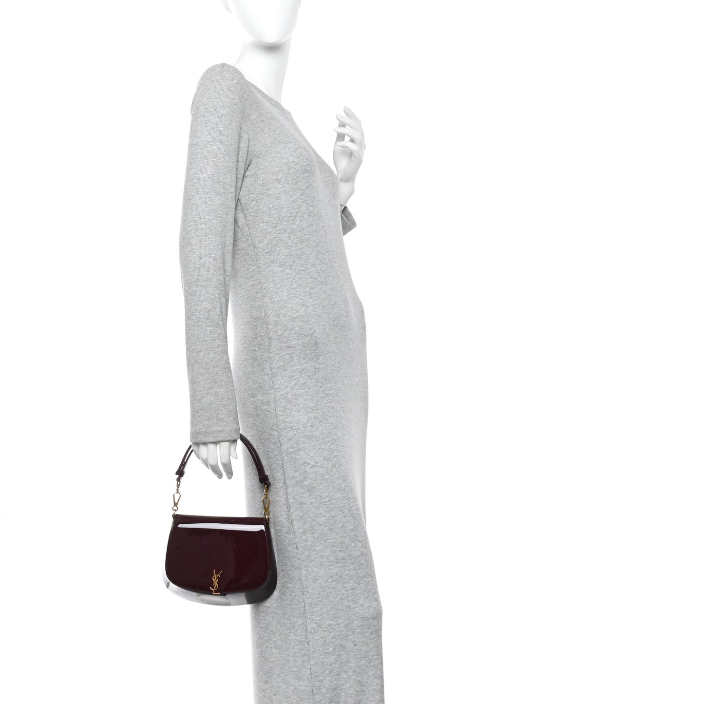 Patent Calfskin Mini Voltaire Top Handle Bag Dark Wine