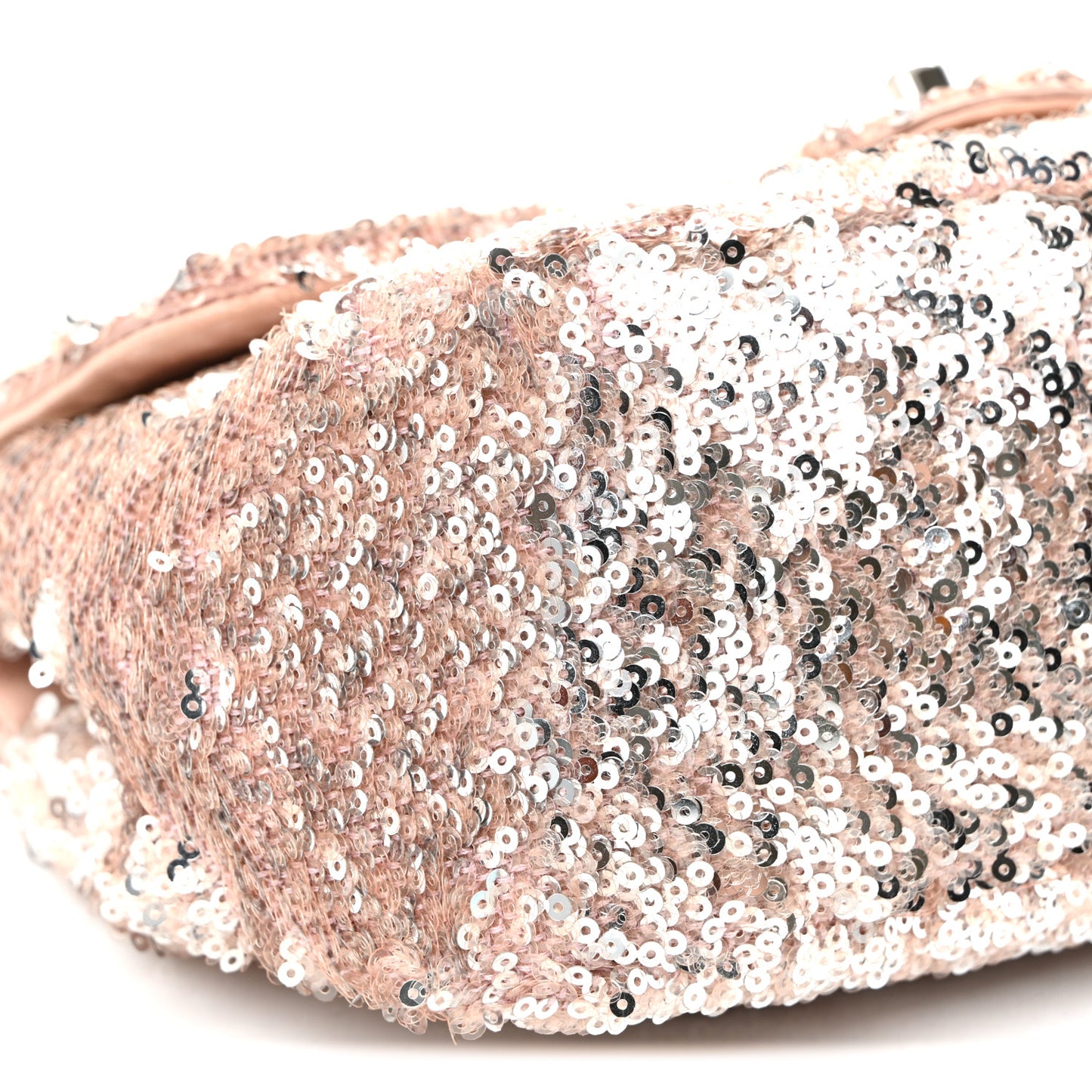 Sequin Mini Flap Light Pink Silver