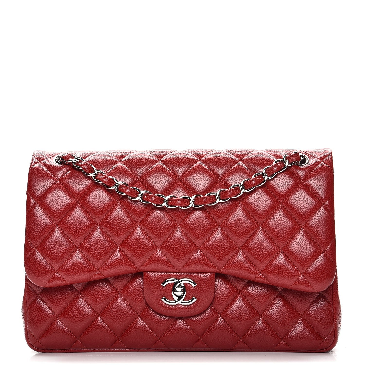 Chanel Caviar Quilted Jumbo Double Flap Red 1 of 10