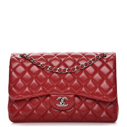 Chanel Caviar Quilted Jumbo Double Flap Red 1 of 10