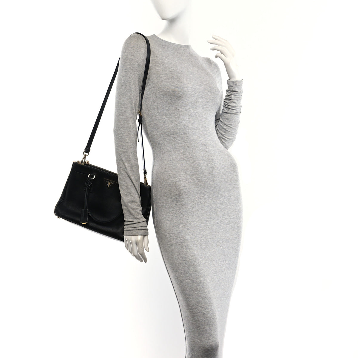 Saffiano Small Galleria Double Zip Tote Black