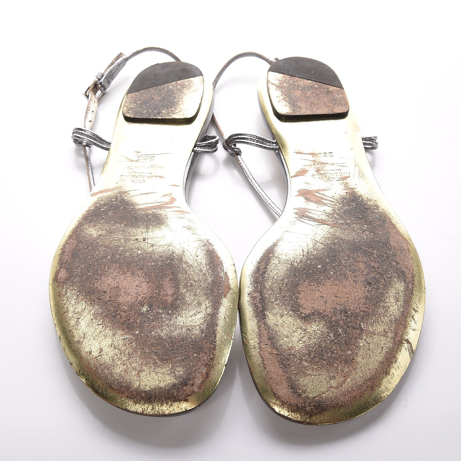 Valentino Garavani Metallic Vitello Crystal Slingback Flat Thong Sandals 38.5 Silver 7 of 9