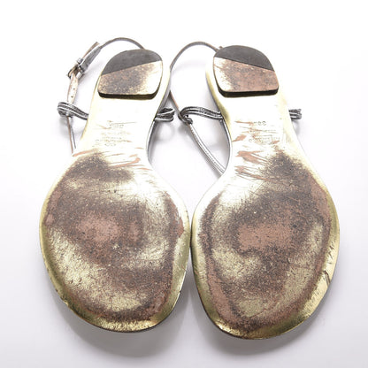 Valentino Garavani Metallic Vitello Crystal Slingback Flat Thong Sandals 38.5 Silver 7 of 9