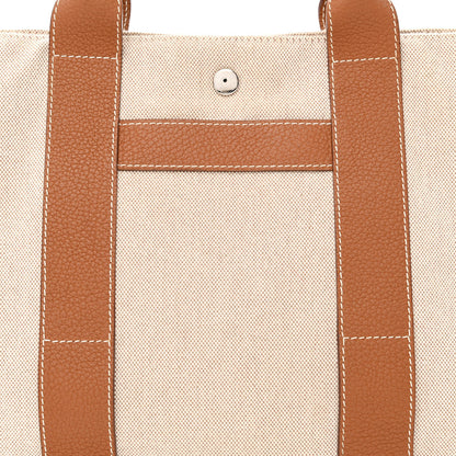 Hermes Toile Taurillon Clemence Sac Harnais Tote MM Beige Gold 9 of 12
