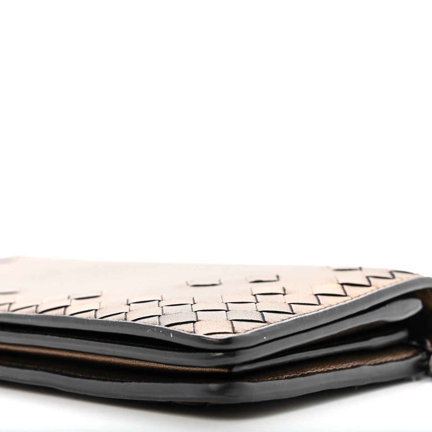 Metallic Nappa Intrecciato Continental Wallet on Chain Dark Copper