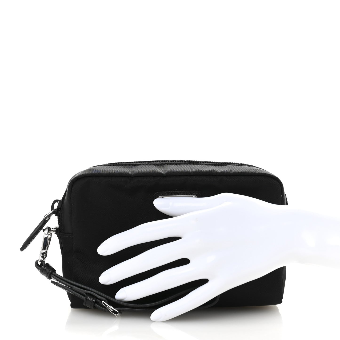 Re-Nylon Vela Saffiano Wristlet Black
