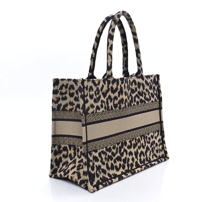 Christian Dior Canvas Mizza Embroidered Medium Leopard Book Tote Beige 3 of 11