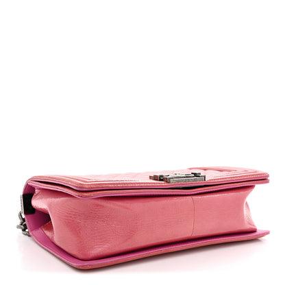 Chanel Distressed Patent Quilted Medium Boy Flap Pink 4 of 13